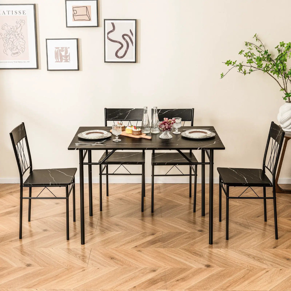 5-Piece Dining Table Set for 4 with Kitchen Table and 4 Dining Chairs by DirectDeals