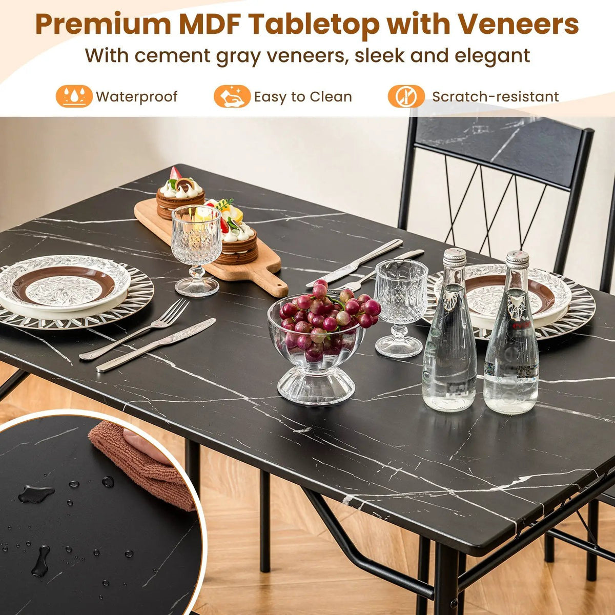 5-Piece Dining Table Set for 4 with Kitchen Table and 4 Dining Chairs by DirectDeals