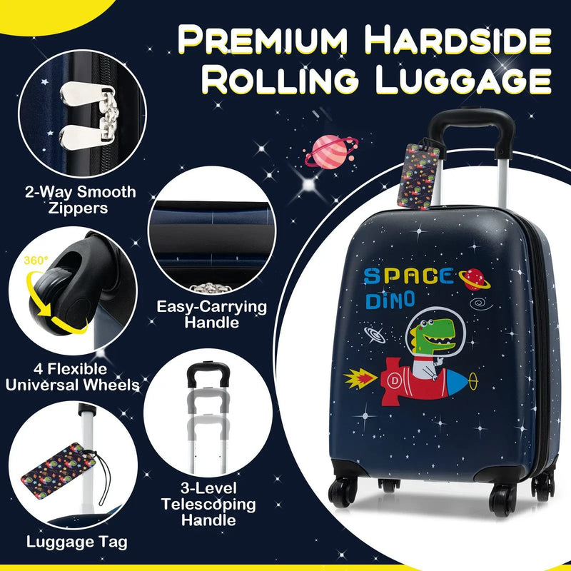 5 Piece Kids Luggage Set with Backpack Neck Pillow Name Tag Lunch Bag by DirectDeals