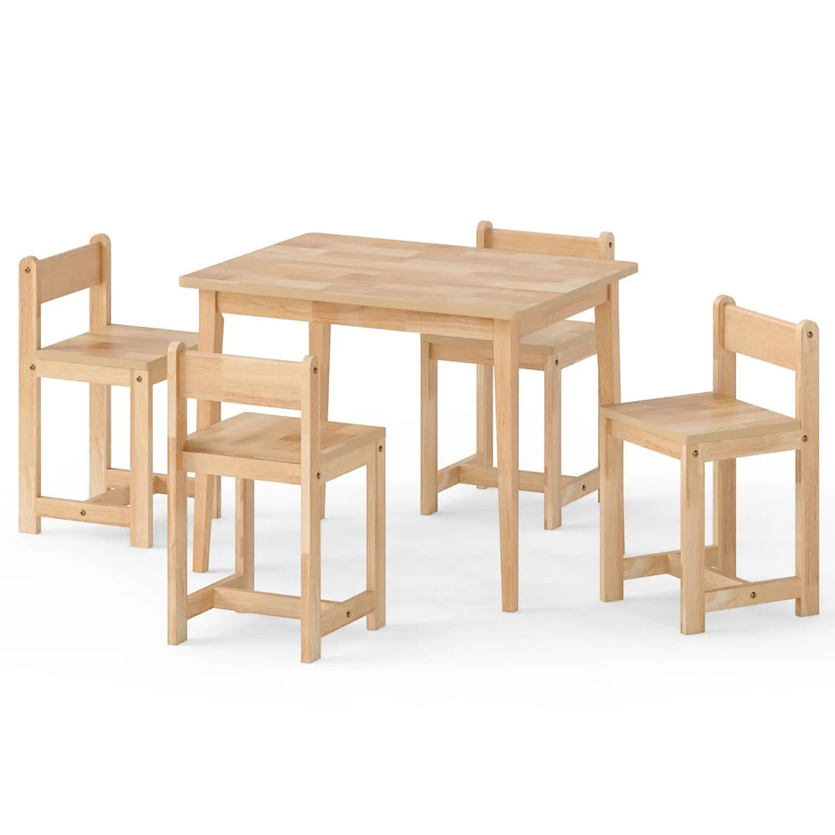 5-Piece Kids Table and Chairs Set Solid Rubber Wood Toddler Activity Table, photo 6 of 16