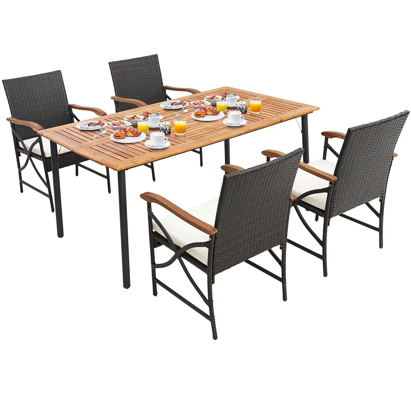 5/7-Piece Outdoor Dining Set with Acacia Wood Table by DirectDeals