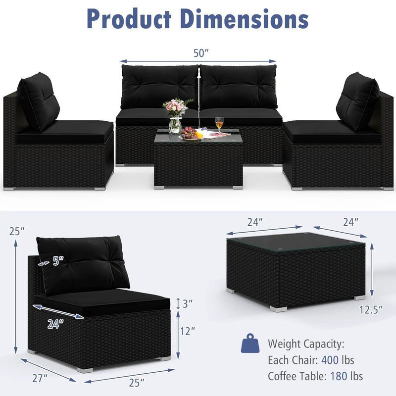 5-Piece Outdoor Patio Furniture Set with Cushions and Coffee Table by DirectDeals