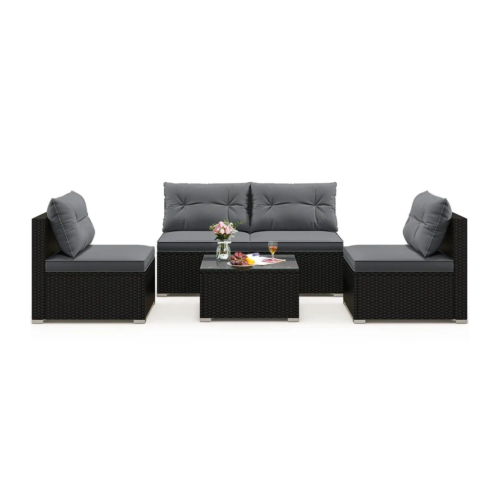 5-Piece Outdoor Patio Furniture Set with Cushions and Coffee Table by DirectDeals