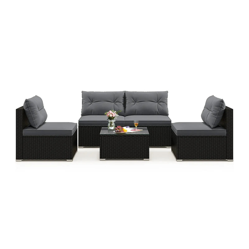 5-Piece Outdoor Patio Furniture Set with Cushions and Coffee Table by DirectDeals