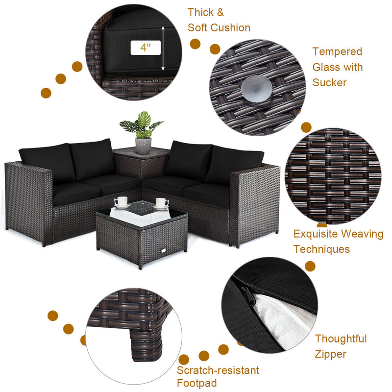 5 Piece Patio Furniture Set with 50000 BTU Propane Fire Pit Table by DirectDeals