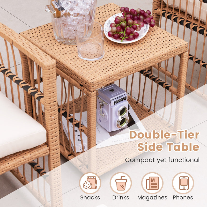 5 Piece Patio Wicker Sofa Set with Seat and Back Cushions-Natural by DirectDeals