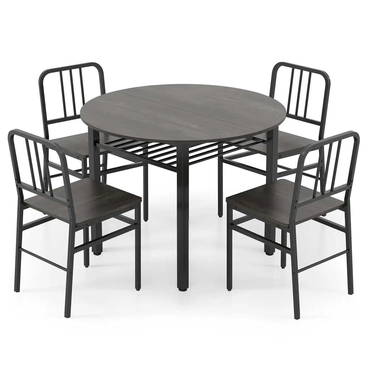 5-Piece Round Dining Table Set with Storage Shelf for Dining Room by DirectDeals