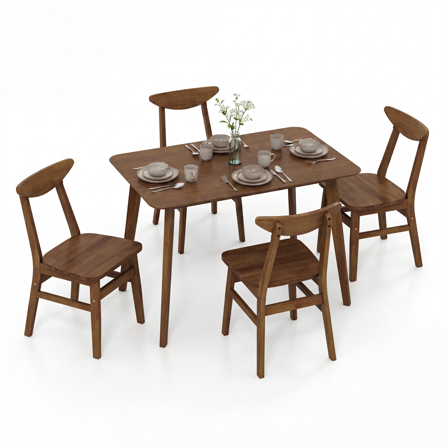 5-Piece Solid Wood Dining Table Set for Small Space by DirectDeals