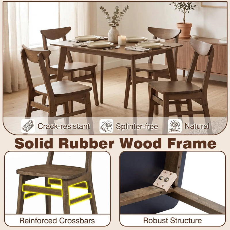 5-Piece Solid Wood Dining Table Set for Small Space by DirectDeals