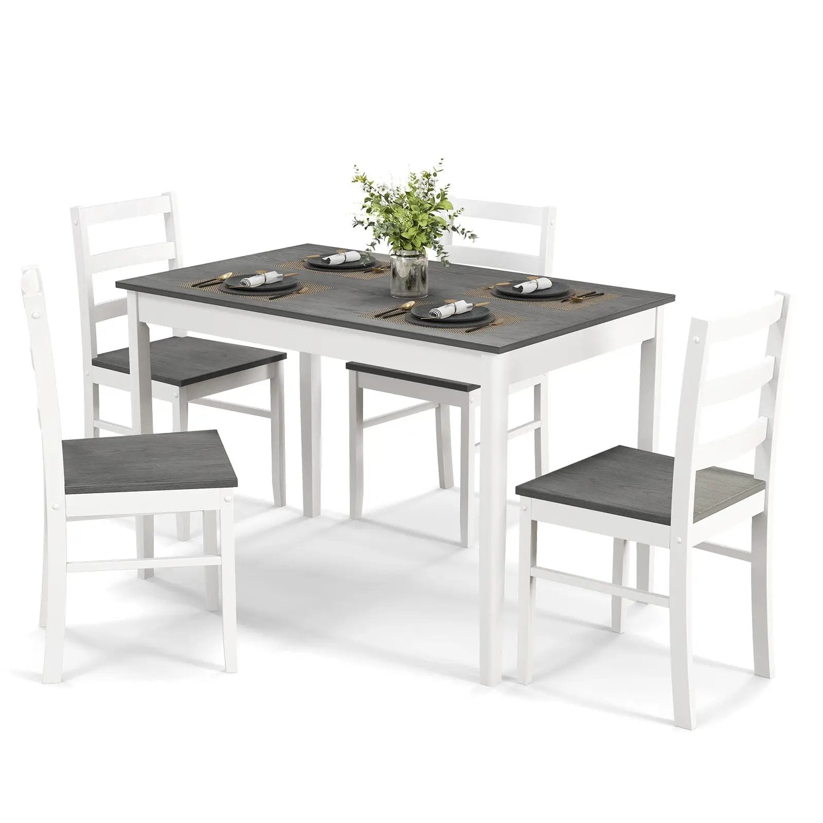 5-Piece Wooden Dining Set with Rectangular Table and 4 Chairs by DirectDeals