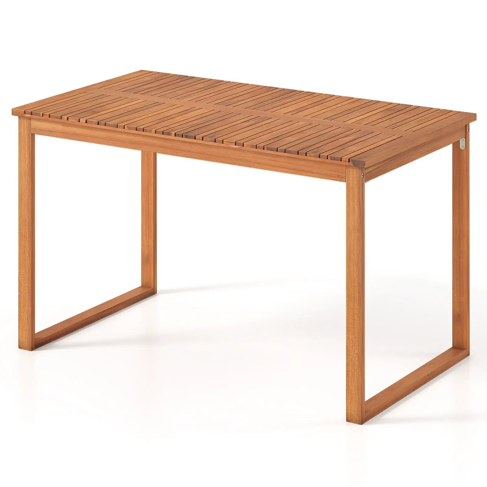 Outdoor Acacia Wood Dining Table with Slatted Tabletop for Garden by DirectDeals