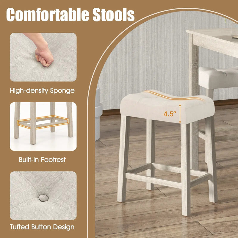 5 Pieces Bar Table Set with Square Table and 4 Padded Stools-Gray by DirectDeals