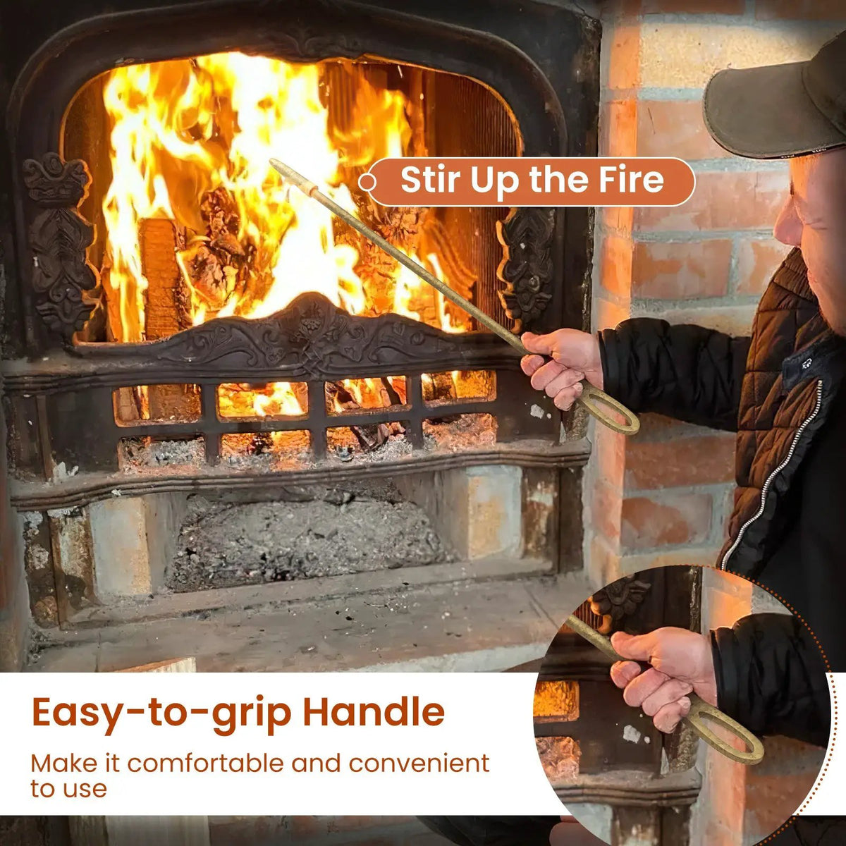 5 Pieces Fireplace Tool Set Fireplace Accessories with Poker, photo 12 of 16