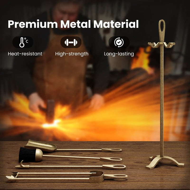 5 Pieces Fireplace Tool Set Fireplace Accessories with Poker by DirectDeals