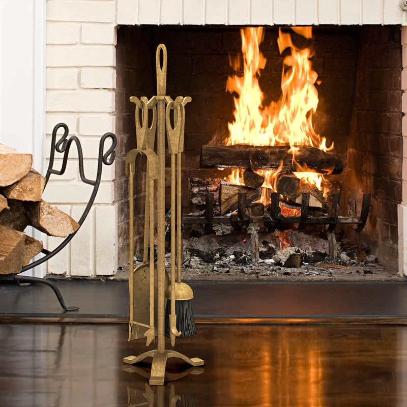 5 Pieces Fireplace Tool Set Fireplace Accessories with Poker by DirectDeals