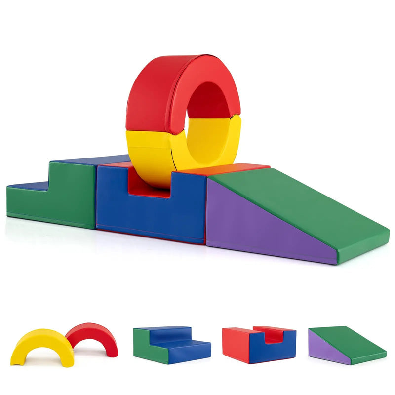 5 Pieces Kids Climbing Toys with PU Leather Cover-Multicolor by DirectDeals