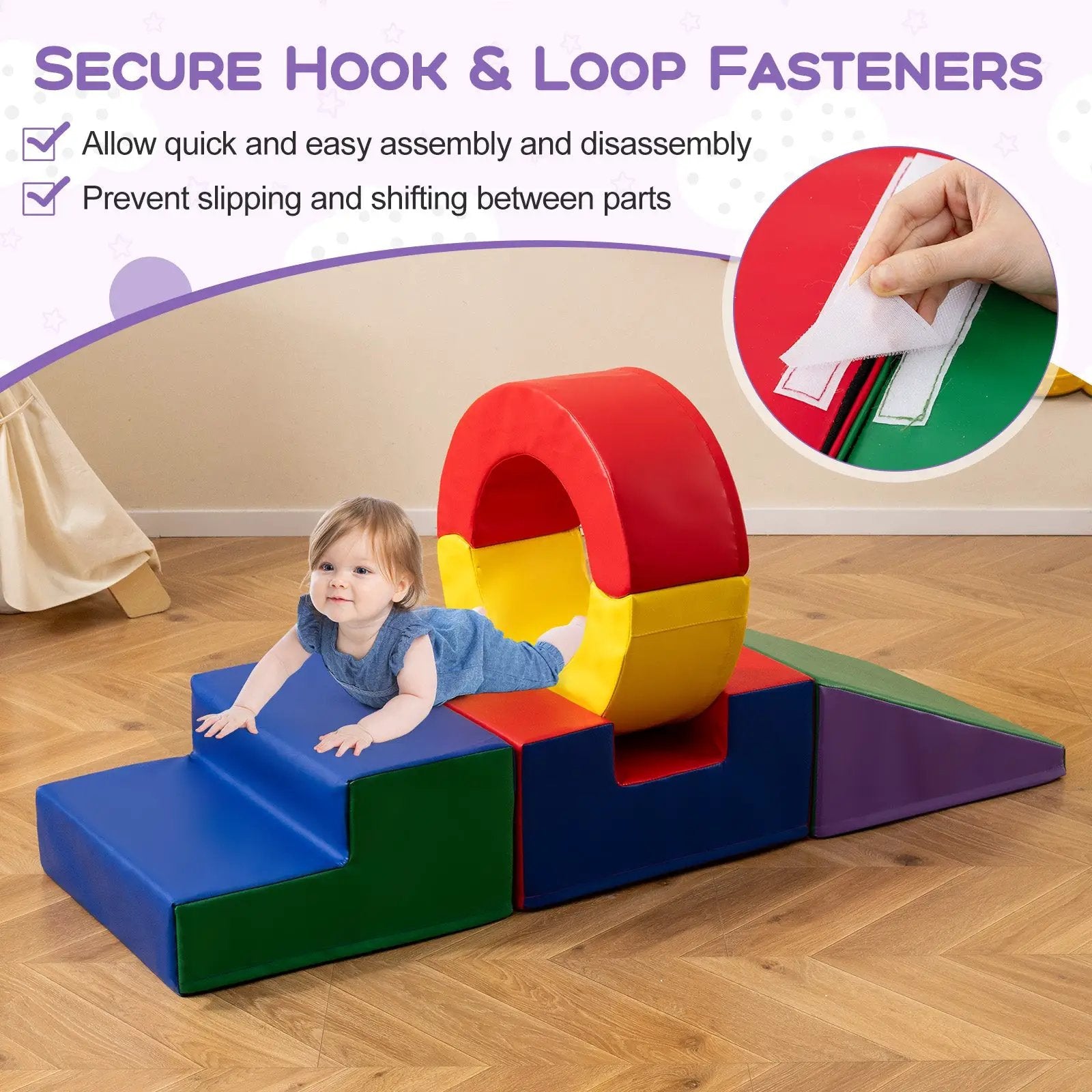 5 Pieces Kids Climbing Toys with PU Leather Cover-Multicolor by DirectDeals