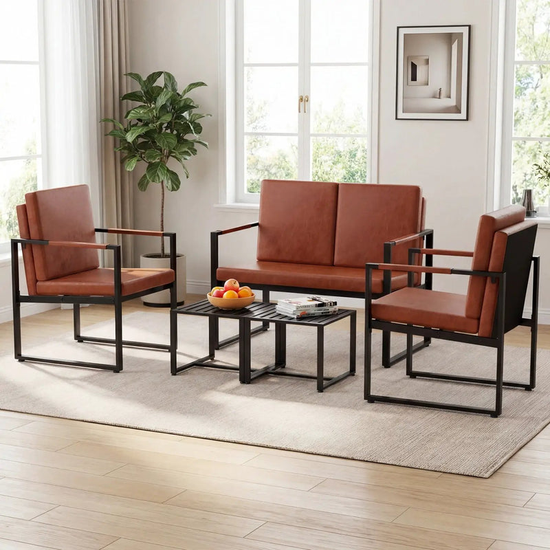 5 Pieces Living Room Set with 2 Accent Chairs and 2 Coffee Tables by DirectDeals