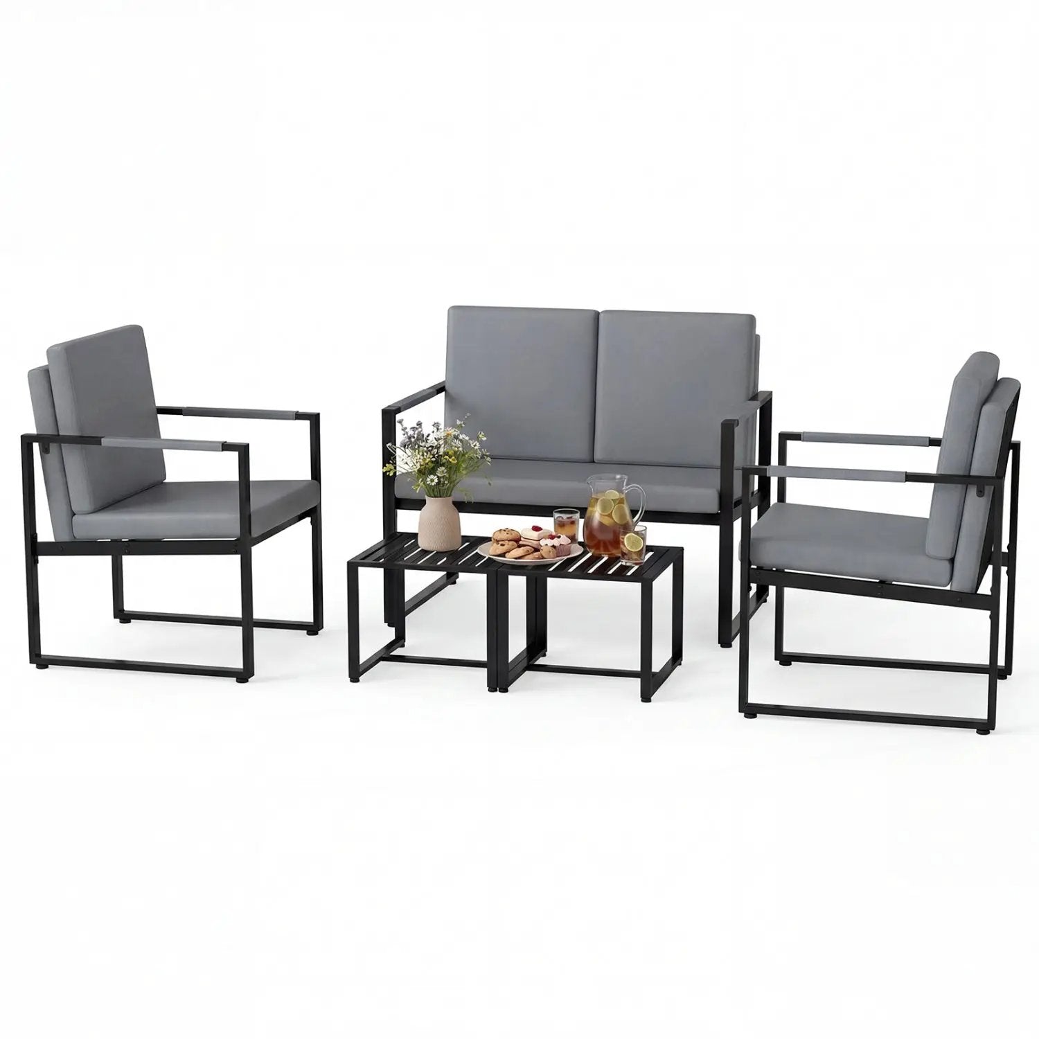 5 Pieces Living Room Set with 2 Accent Chairs and 2 Coffee Tables by DirectDeals