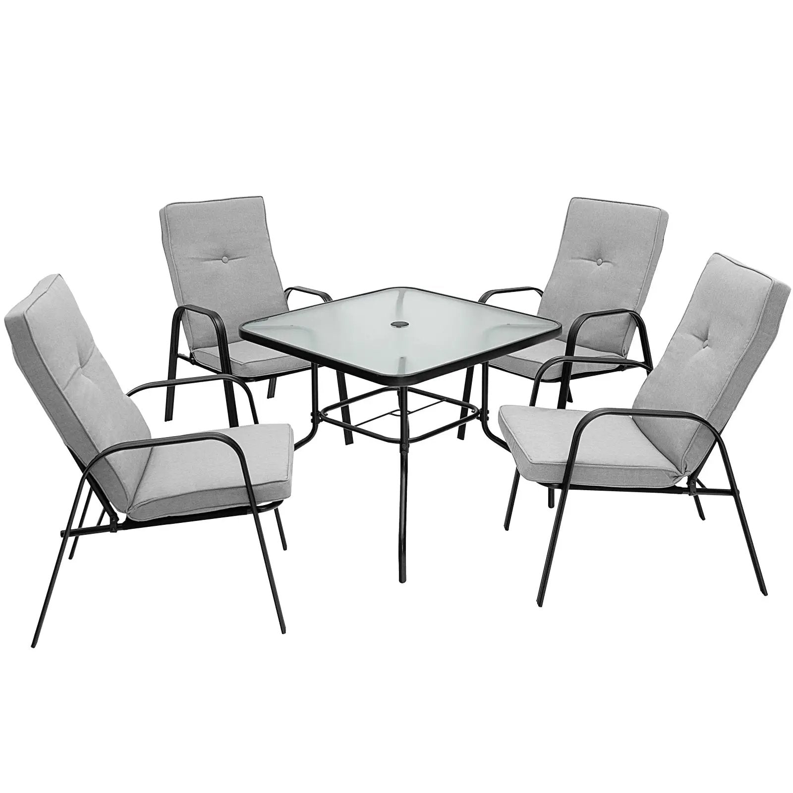 5 Pieces Outdoor Dining Set with 4 Stackable Chair and High-Back Cushions by DirectDeals