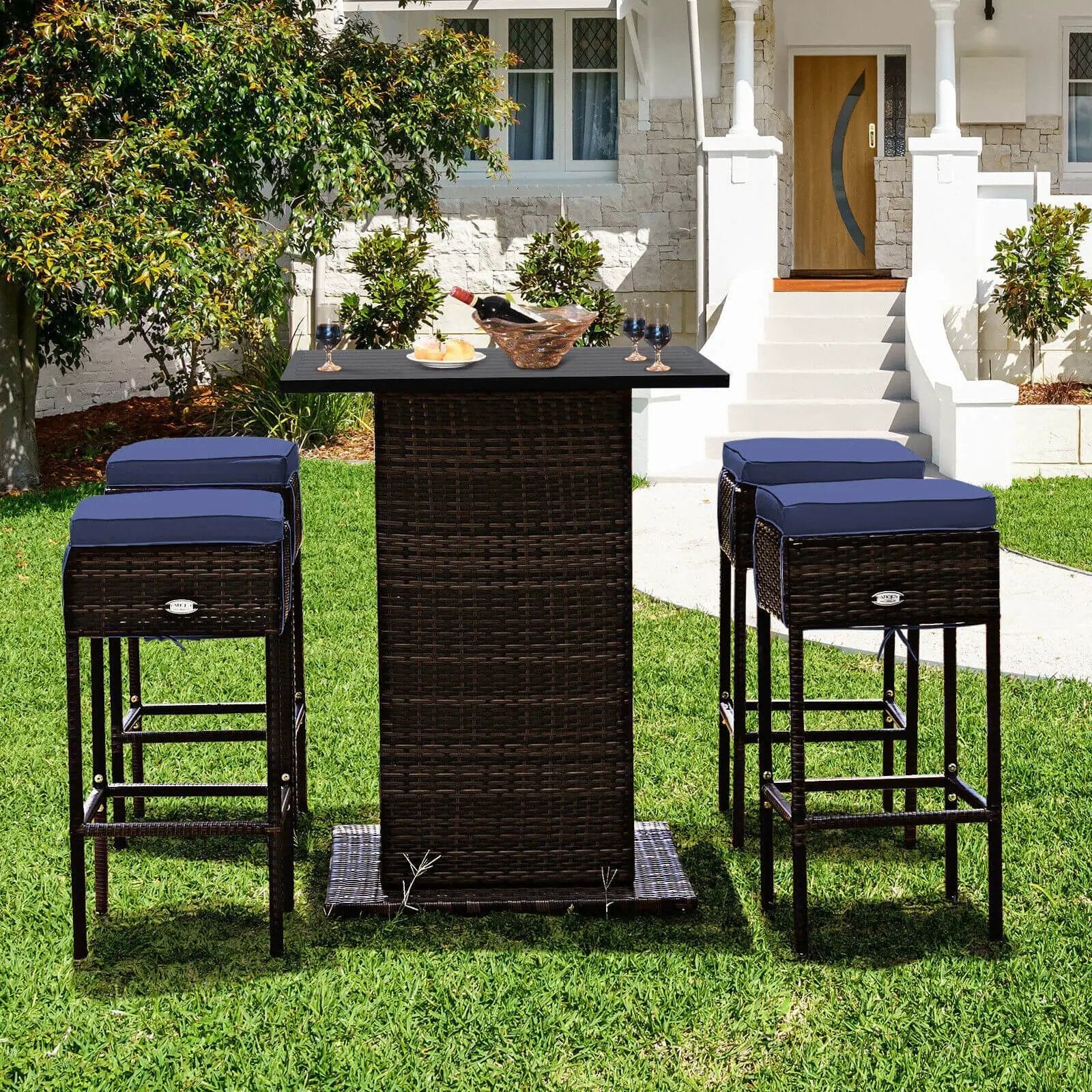5 Pieces Patio Rattan Bar by DirectDeals