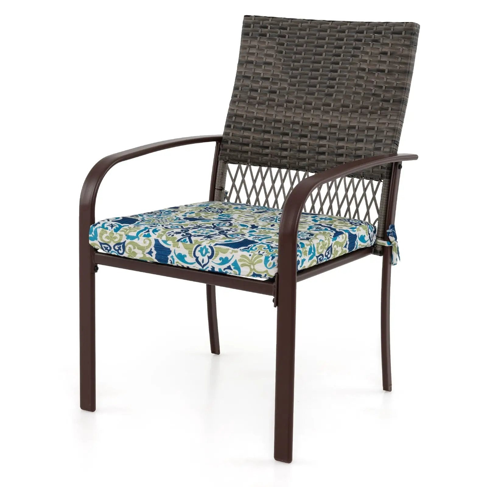 5 Pieces Patio Dining Set 4 Cushioned Rattan Armchairs and Square Table by DirectDeals