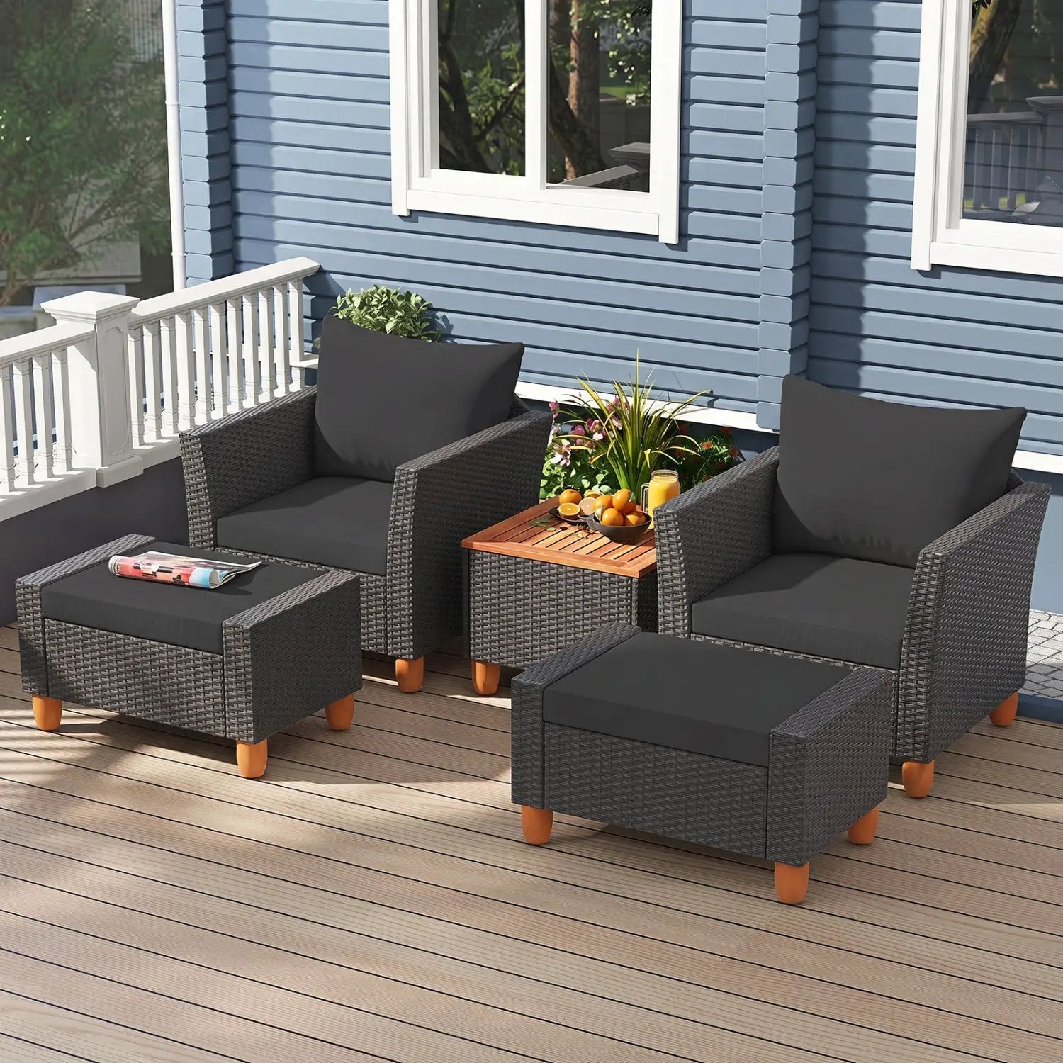 5-Piece Patio Conversation Set with Storage Table by DirectDeals