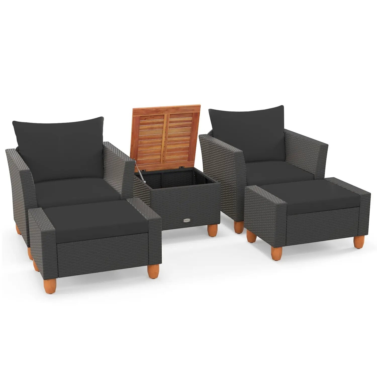 5-Piece Patio Conversation Set with Storage Table by DirectDeals