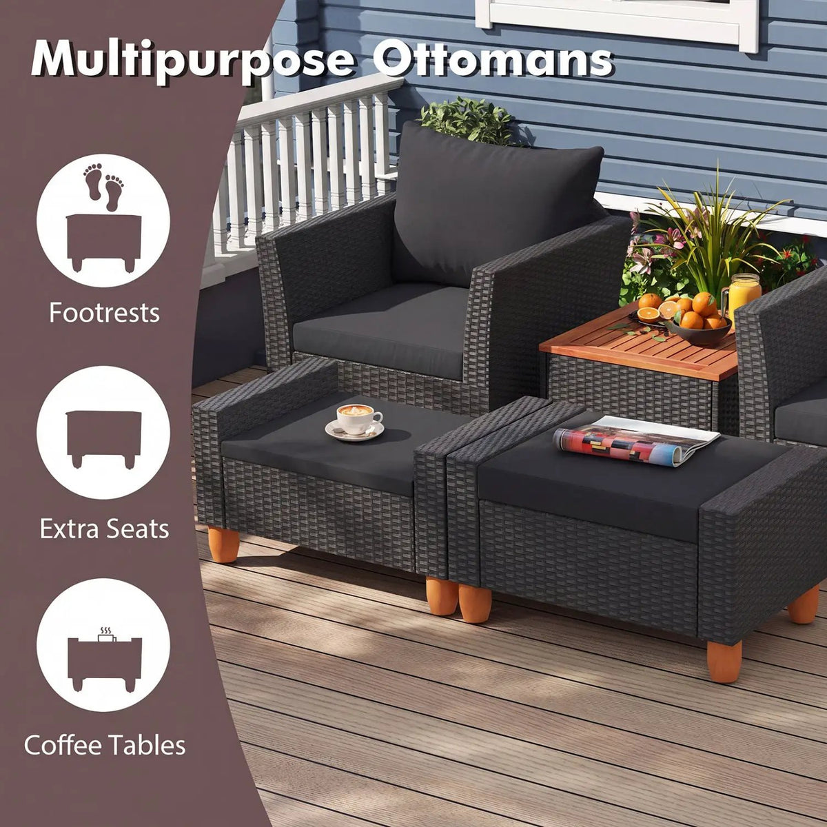 5-Piece Patio Conversation Set with Storage Table by DirectDeals