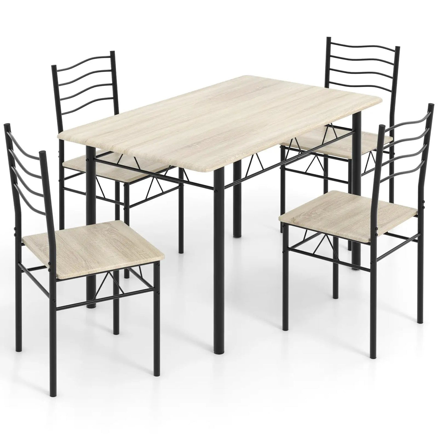 5 Pieces Wood Metal Dining Table Set with 4 Chairs by DirectDeals
