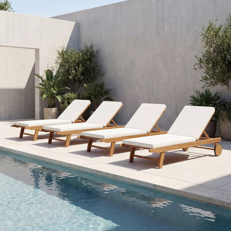 Adjustable Patio Chaise Lounge with Cushion and Wheels by DirectDeals