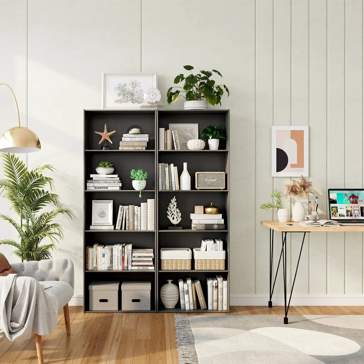 5-Shelf Storage Bookcase Modern Multi-Functional Display Cabinet, photo 2 of 10