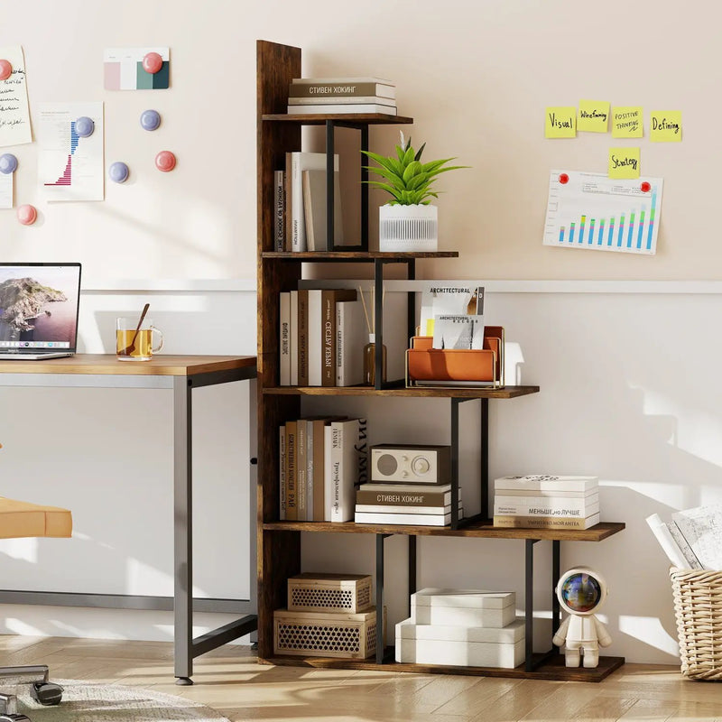 5-Tier Stepped Bookshelf 62" Tall with Metal Frame by DirectDeals