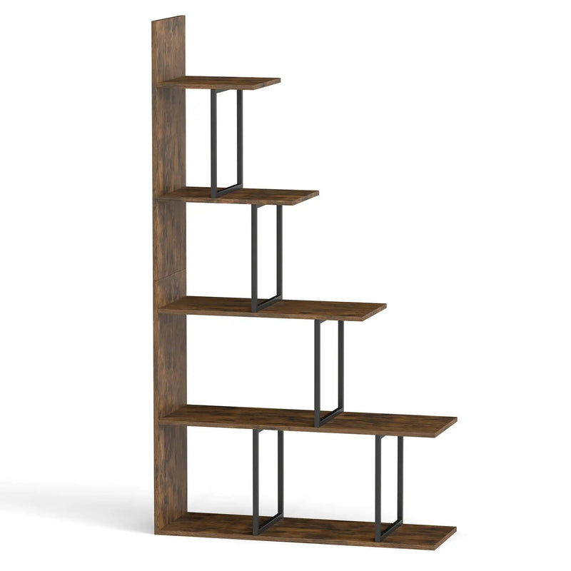 5-Tier Stepped Bookshelf 62" Tall with Metal Frame by DirectDeals