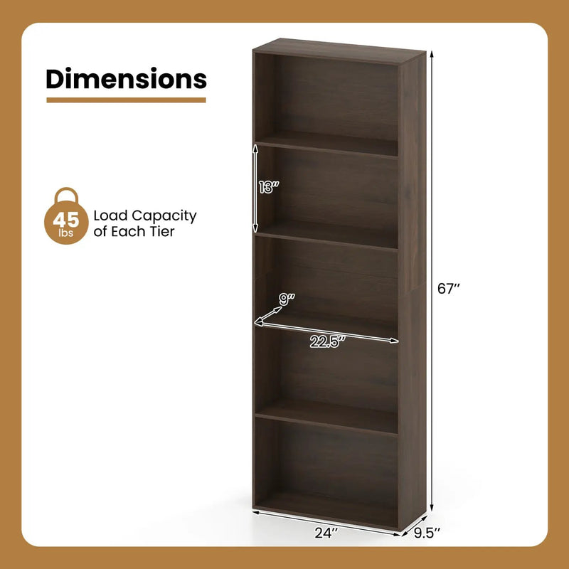 5-Tier Bookshelf Open Display Storage Organizer by DirectDeals