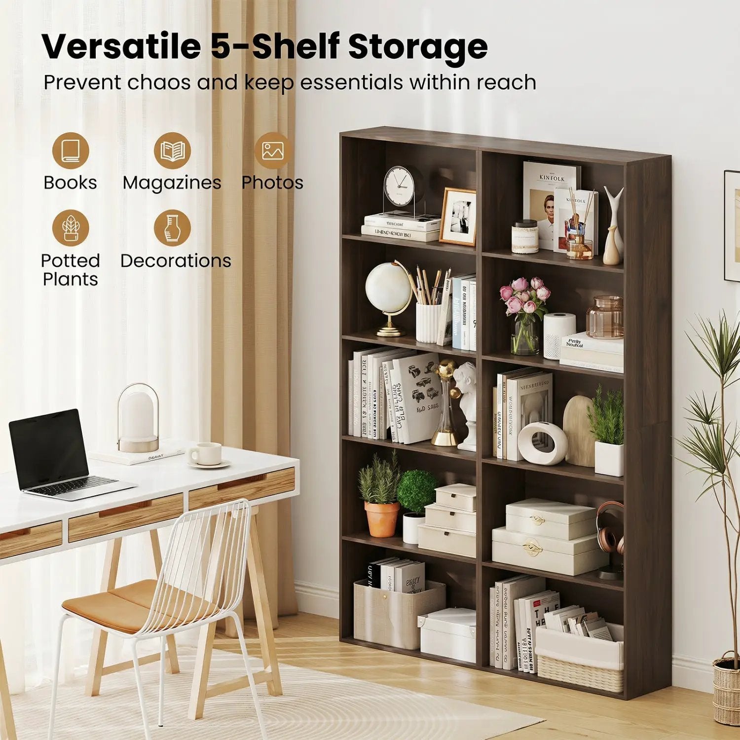 5-Tier Bookshelf Open Display Storage Organizer by DirectDeals