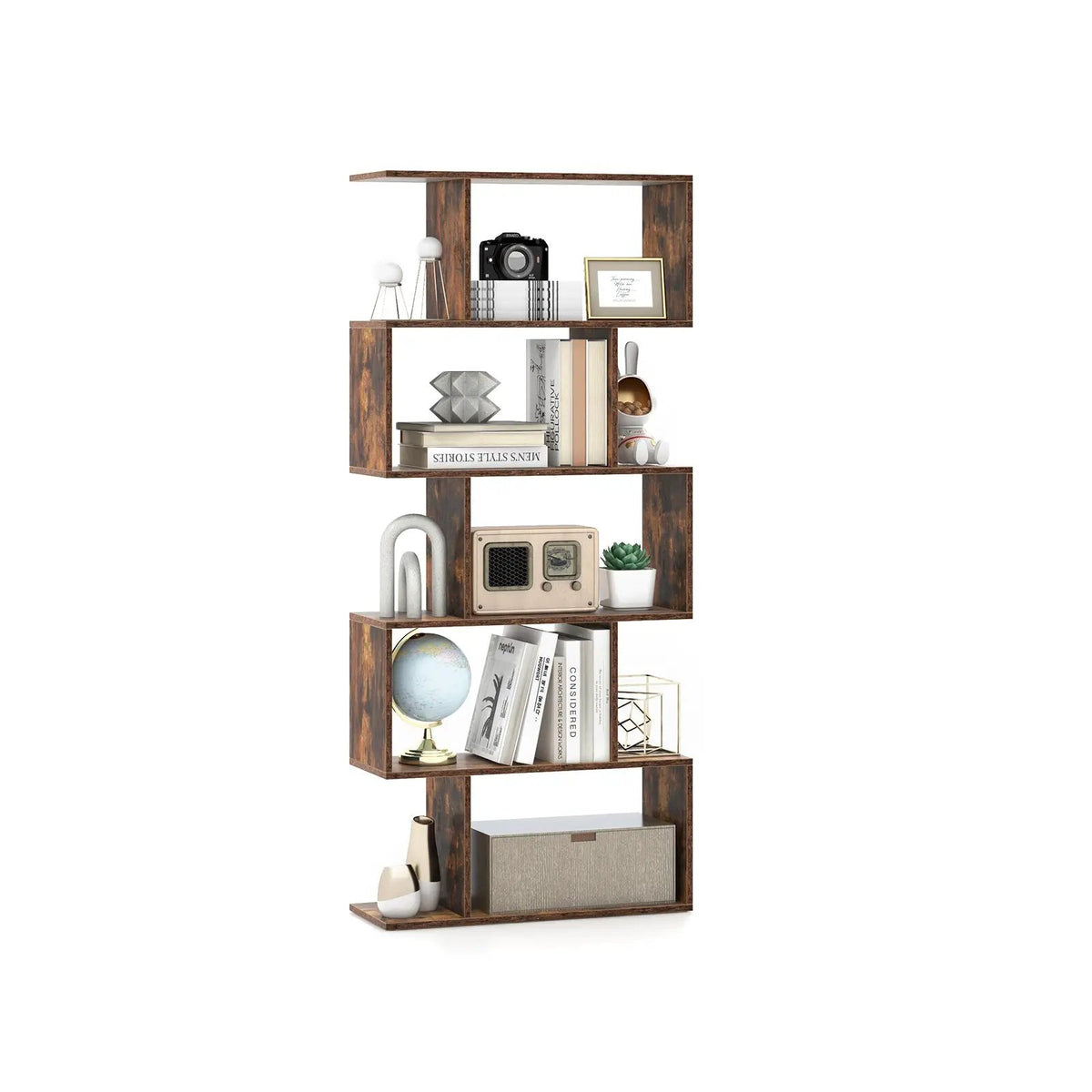 5-Tier Bookshelf with Anti-Toppling Device for Living Room Home Office, photo 4 of 10