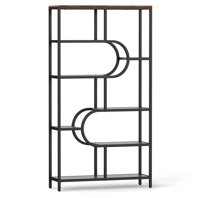 5-Tier Bookshelf Tall Etagere Bookcase with Open Storage Shelves and U Shape by DirectDeals