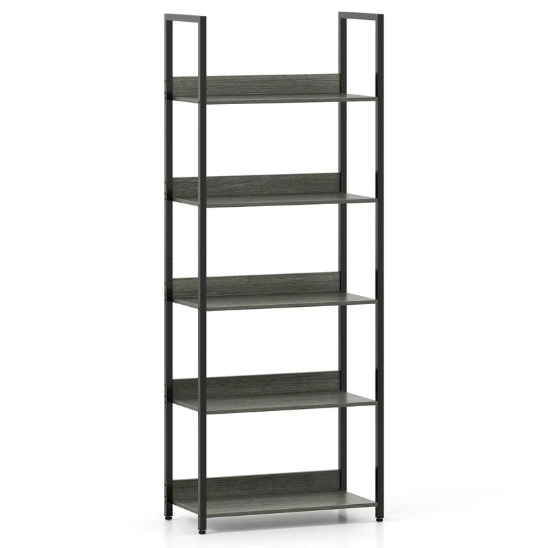 5-Tier Bookshelf Tall Wooden Open Bookcase with Back Panels by DirectDeals
