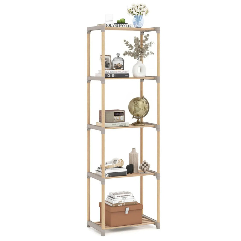 5-Tier Pine Wood Bookshelf with Open Shelves by DirectDeals