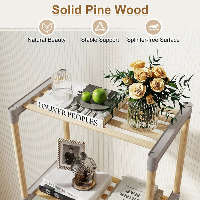 5-Tier Pine Wood Bookshelf with Open Shelves by DirectDeals