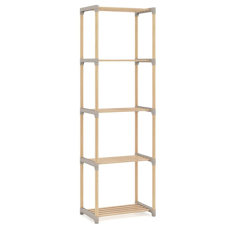 5-Tier Pine Wood Bookshelf with Open Shelves by DirectDeals