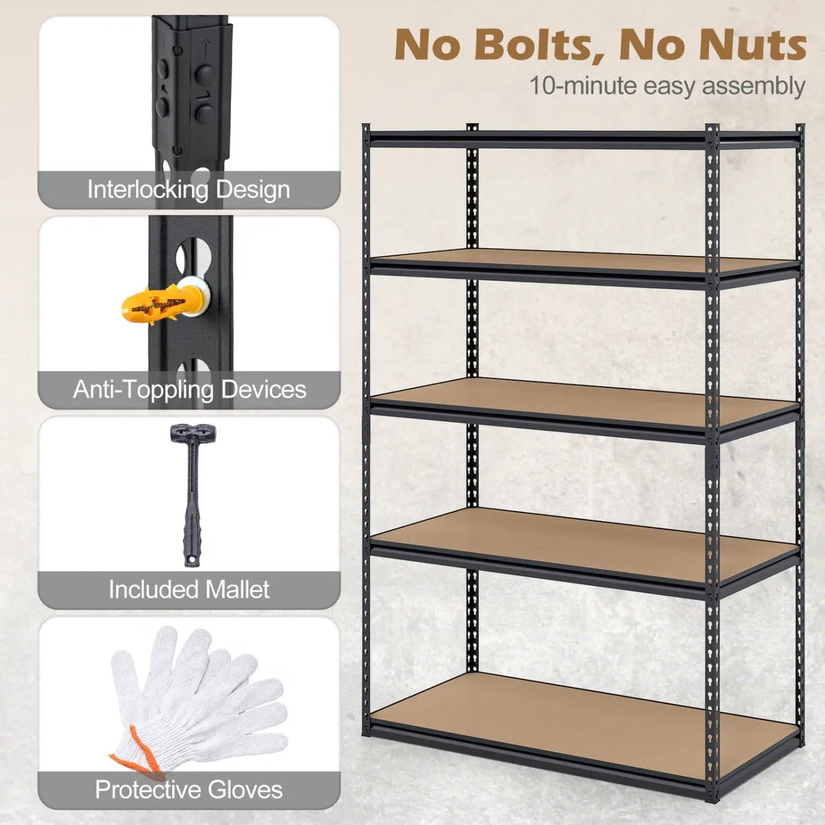 5-Tier Heavy Duty Garage Shelving Unit - 2200 LBS Capacity, photo 16 of 32