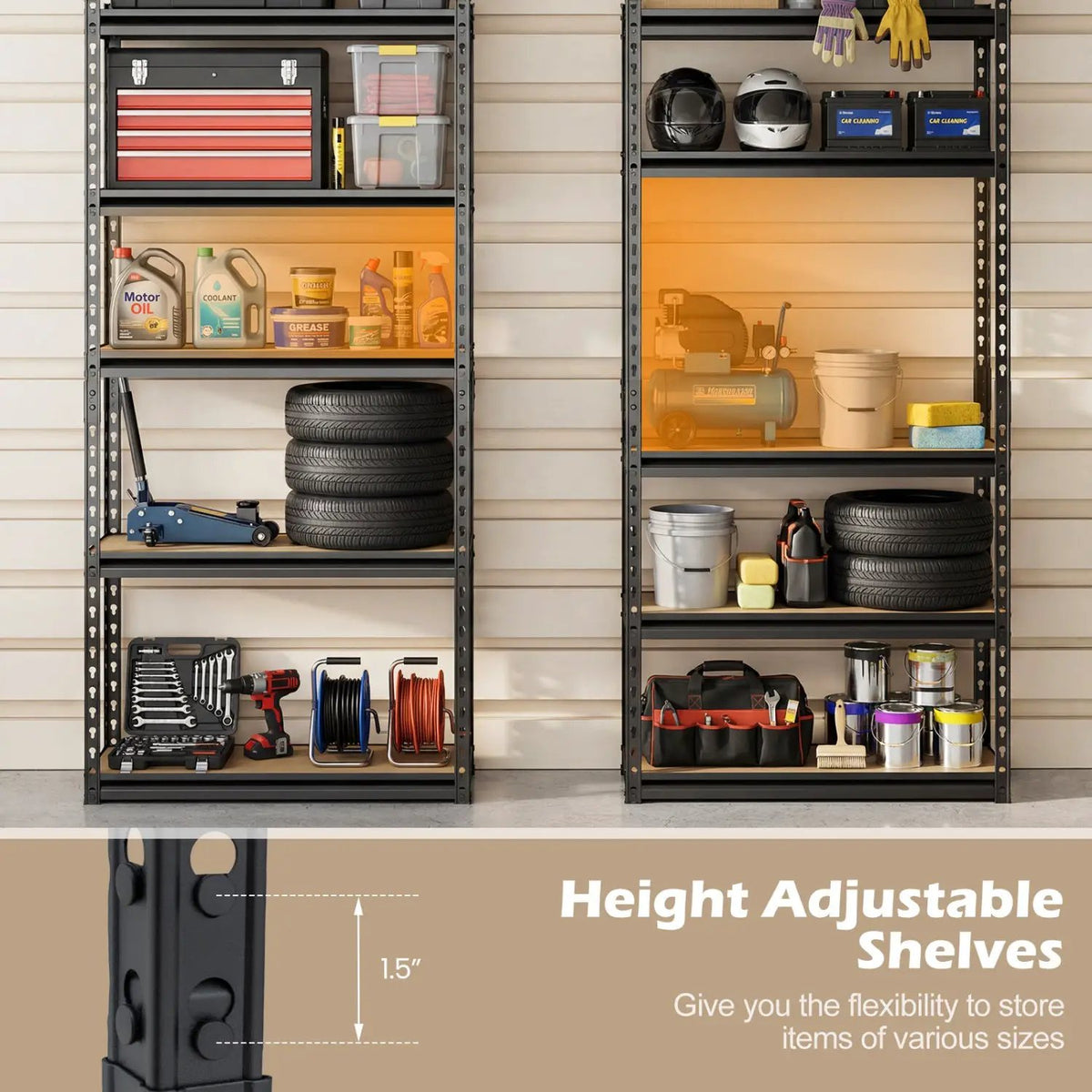 5-Tier Garage Shelving Unit 2200 LBS Metal Storage Shelves Adjustable Utility Rack, photo 28 of 32