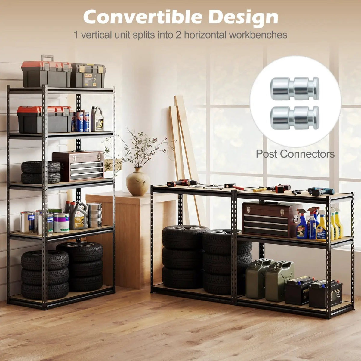 5-Tier Garage Shelving Unit 2200 LBS Metal Storage Shelves Adjustable Utility Rack, photo 8 of 32