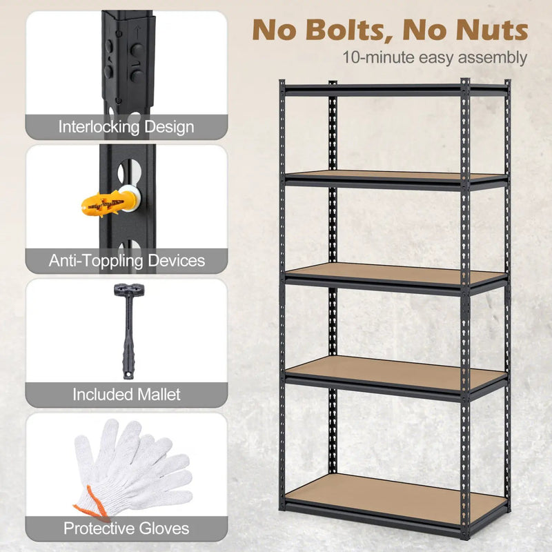 5-Tier Garage Shelving Unit 2200 LBS Metal Storage Shelves Adjustable Utility Rack by DirectDeals