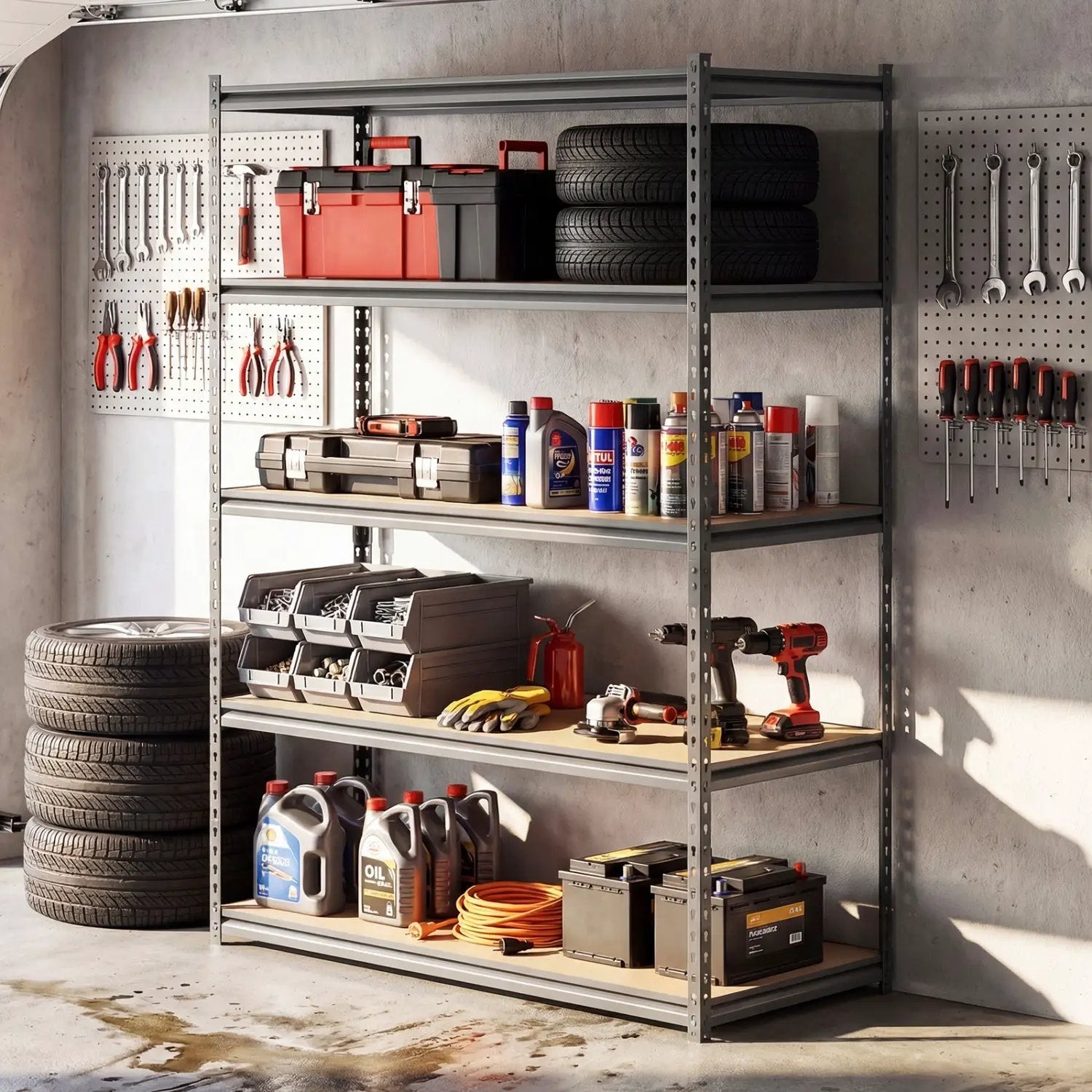 5-Tier Garage Shelving Unit 2200 LBS Metal Storage Shelves Adjustable Utility Rack for Warehouse by DirectDeals