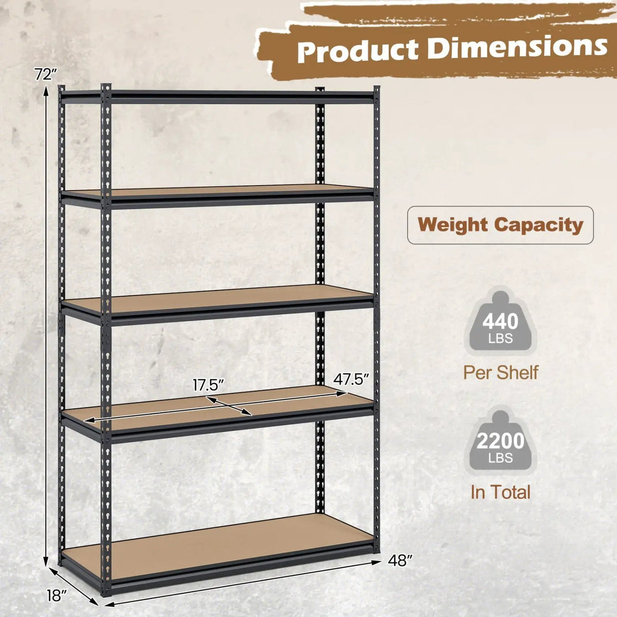 5-Tier Garage Shelving Unit for Warehouse and Basement, photo 6 of 32