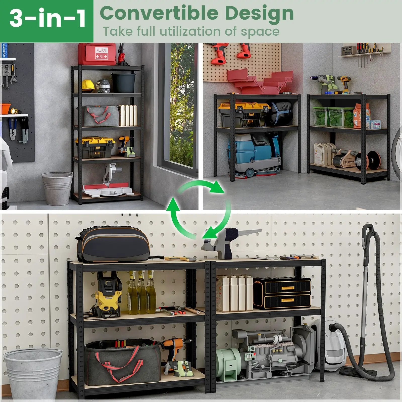 5-Tier Heavy Duty Metal Shelving Unit with 2000 LBS Total Load Capacity by DirectDeals