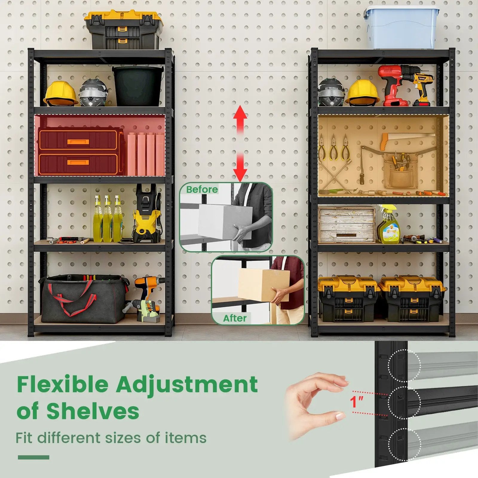 5-Tier Heavy Duty Metal Shelving Unit with 2000 LBS Total Load Capacity by DirectDeals